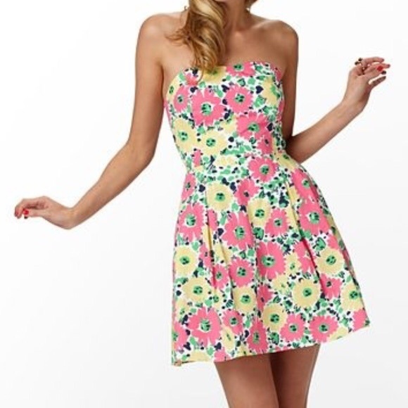 Lilly Pulitzer Dresses & Skirts - Lilly Pulitzer Floral Ladybug Strapless Dress SZ 8